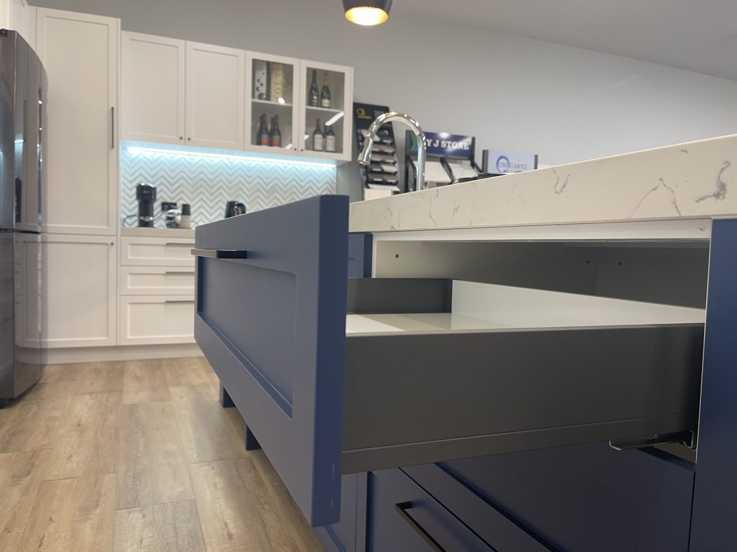 Classic-kitchen-handmade-cabinet-blue-drawers-e1650600941321, Kitchen Renovation, Bathroom Renovation, House Renovation Auckland